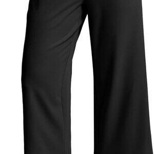 Women's Black High Waist Loose Fit Capri Pants with Deep Pockets, Lightweight, T